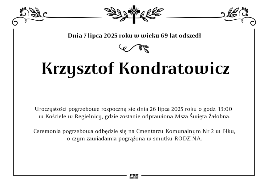 Krzysztof Kondratowicz - nekrolog